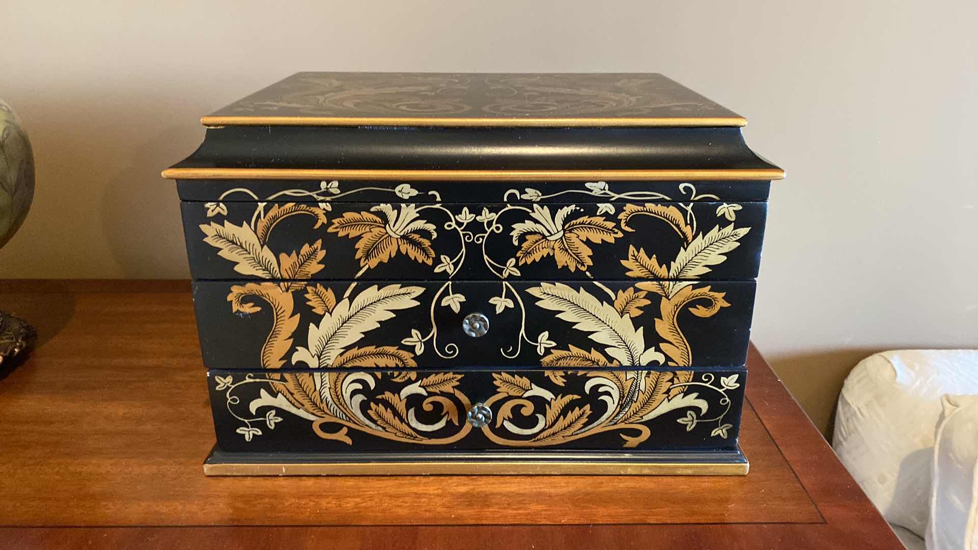 Photo 1 of HOLMES & EDWARDS INLAID SILVERWARE 52 PIECES AND ASSORTED SILVERWARE INCLUDES TUSCAN STYLE WOOD BOX DECOR WITH  STORAGE 14 1/2” x 11” H 10” (tarnish resistant)