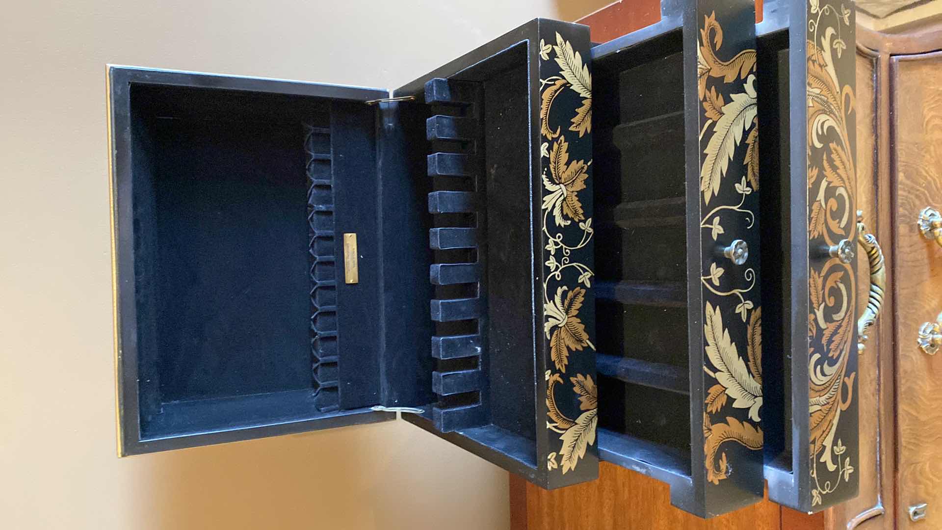 Photo 1 of HOLMES & EDWARDS INLAID SILVERWARE 52 PIECES AND ASSORTED SILVERWARE INCLUDES TUSCAN STYLE WOOD BOX DECOR WITH  STORAGE 14 1/2” x 11” H 10” (tarnish resistant)