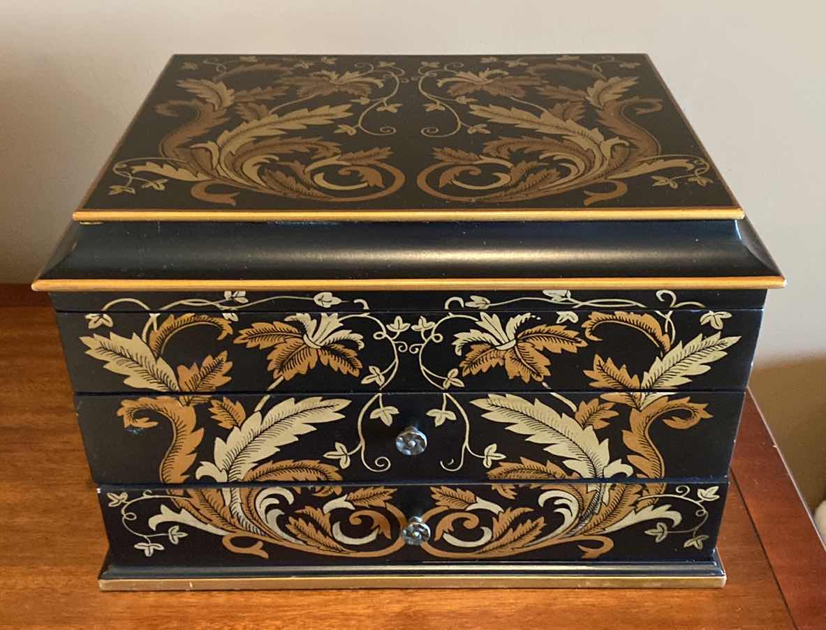 Photo 1 of HOLMES & EDWARDS INLAID SILVERWARE 52 PIECES AND ASSORTED SILVERWARE INCLUDES TUSCAN STYLE WOOD BOX DECOR WITH  STORAGE 14 1/2” x 11” H 10” (tarnish resistant)