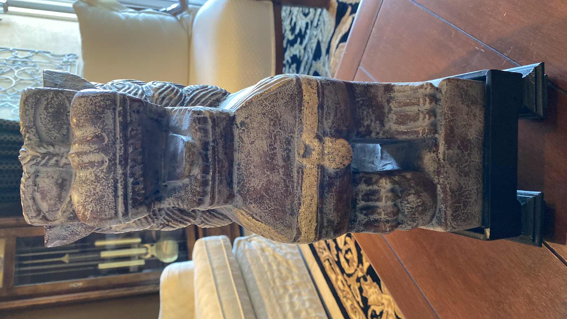 Photo 1 of FU DOG STATUE ON IRON BASE 11“ x 7 1/2“ H 19”