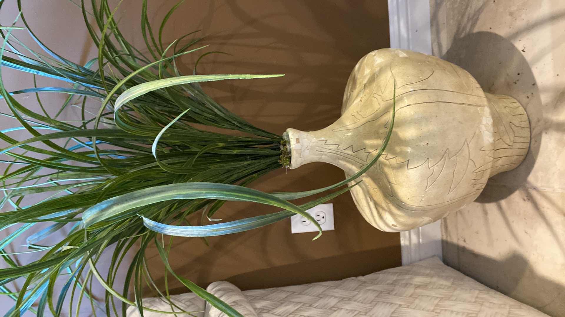 Photo 1 of FAUX PLANT IN CERAMIC VASE,  VASE H 19”