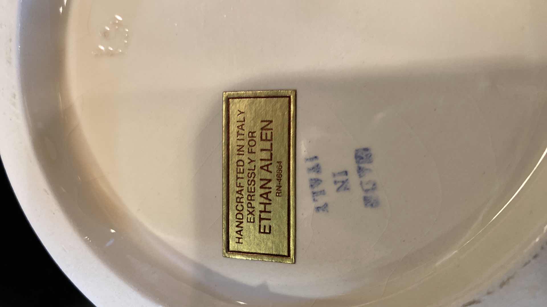 Photo 3 of CERAMIC DISH WITH LID 8 1/2” x 9 1/2” HAND CRAFTED IN ITALY FOR ETHAN ALLEN