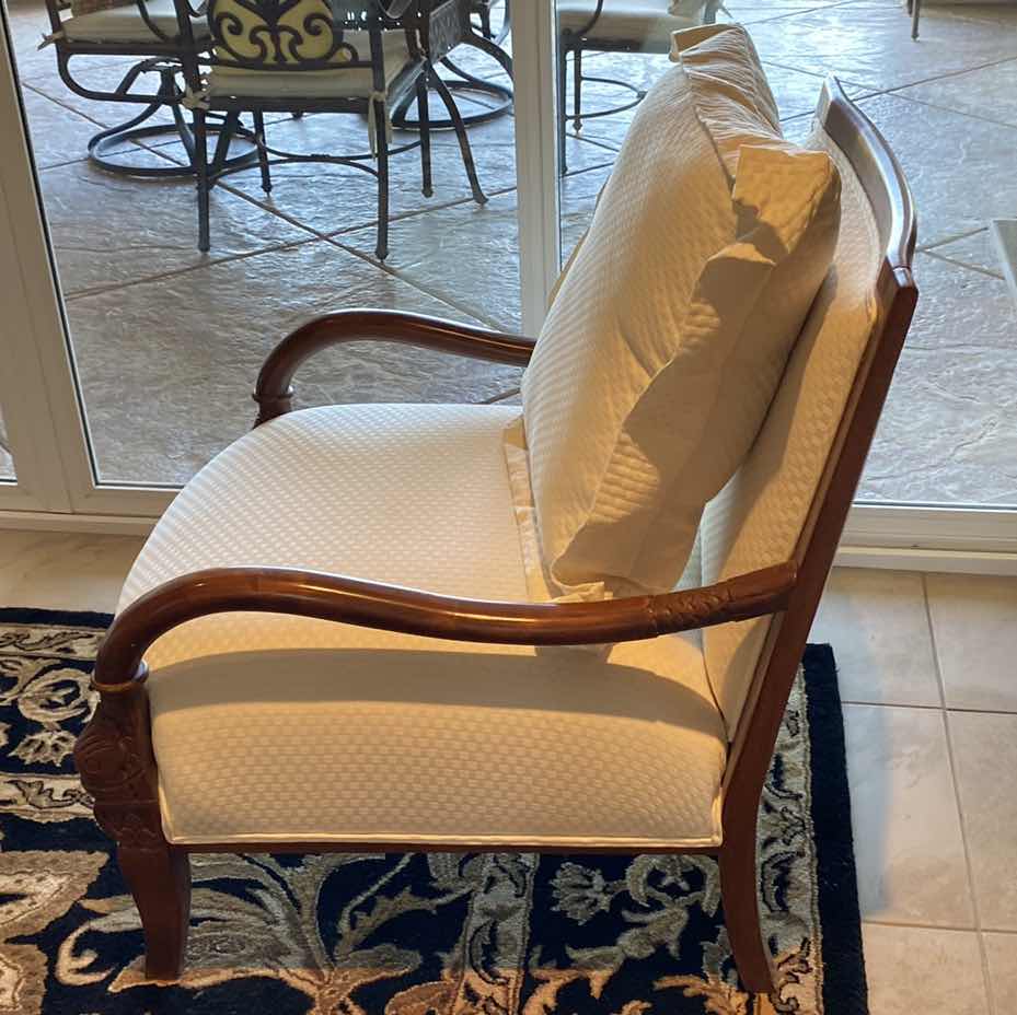 Photo 1 of DOLPHIN L OCCASIONAL CHAIRS CREME UPHOLSTERY 29 1/2 x 34” H 36” ( 2 available each sold separately)