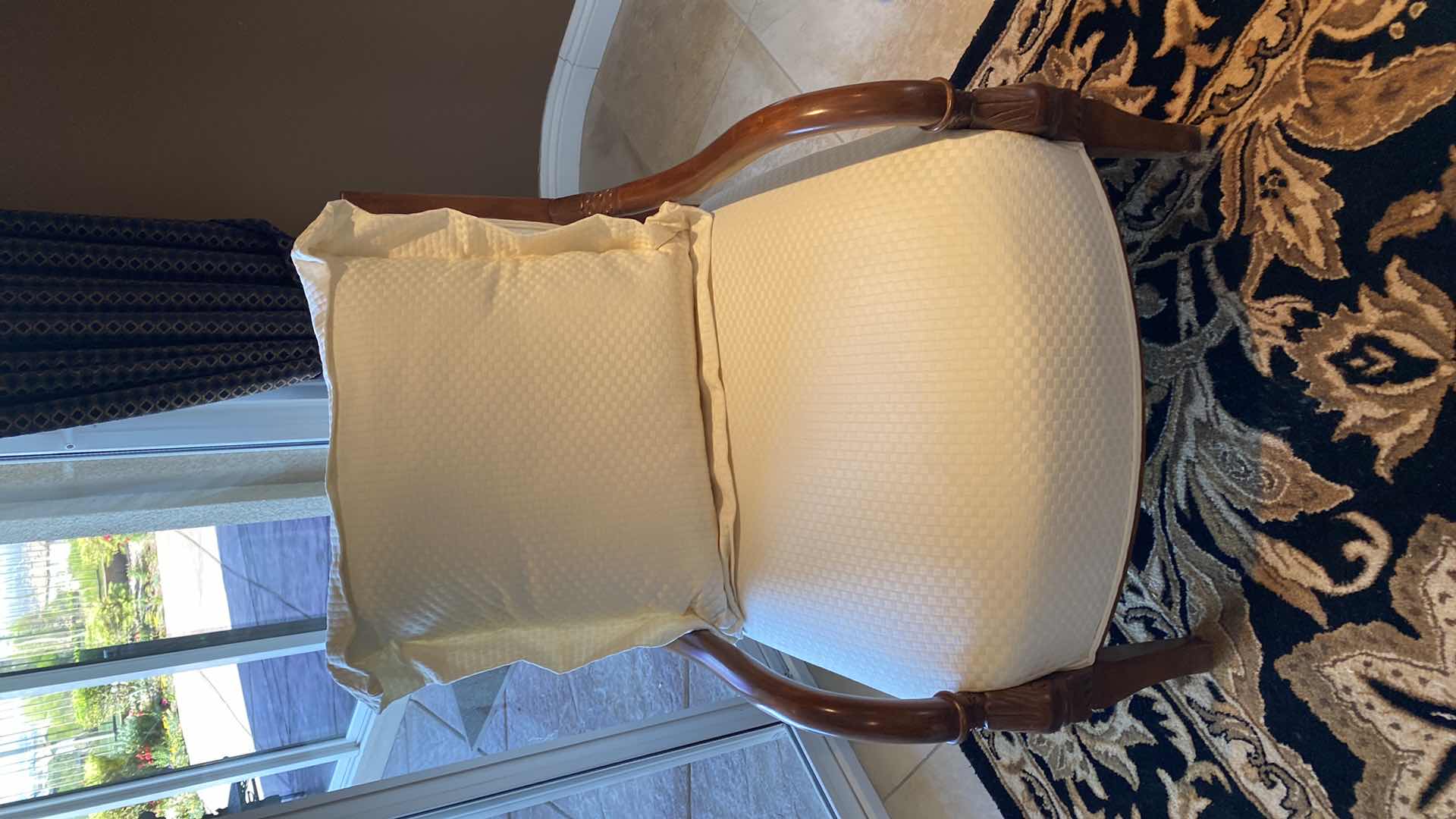 Photo 1 of DOLPHIN L OCCASIONAL CHAIRS CREME UPHOLSTERY 29 1/2 x 34” H 36” ( 2 available each sold separately)