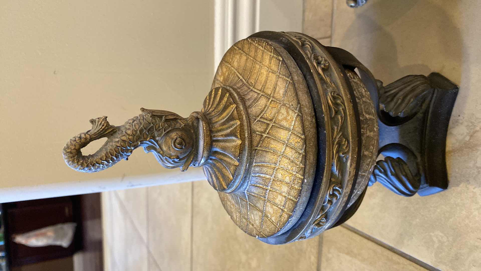 Photo 1 of PAIR OF COVERED URNS WITH LIDS LARGEST H 11 1/2”