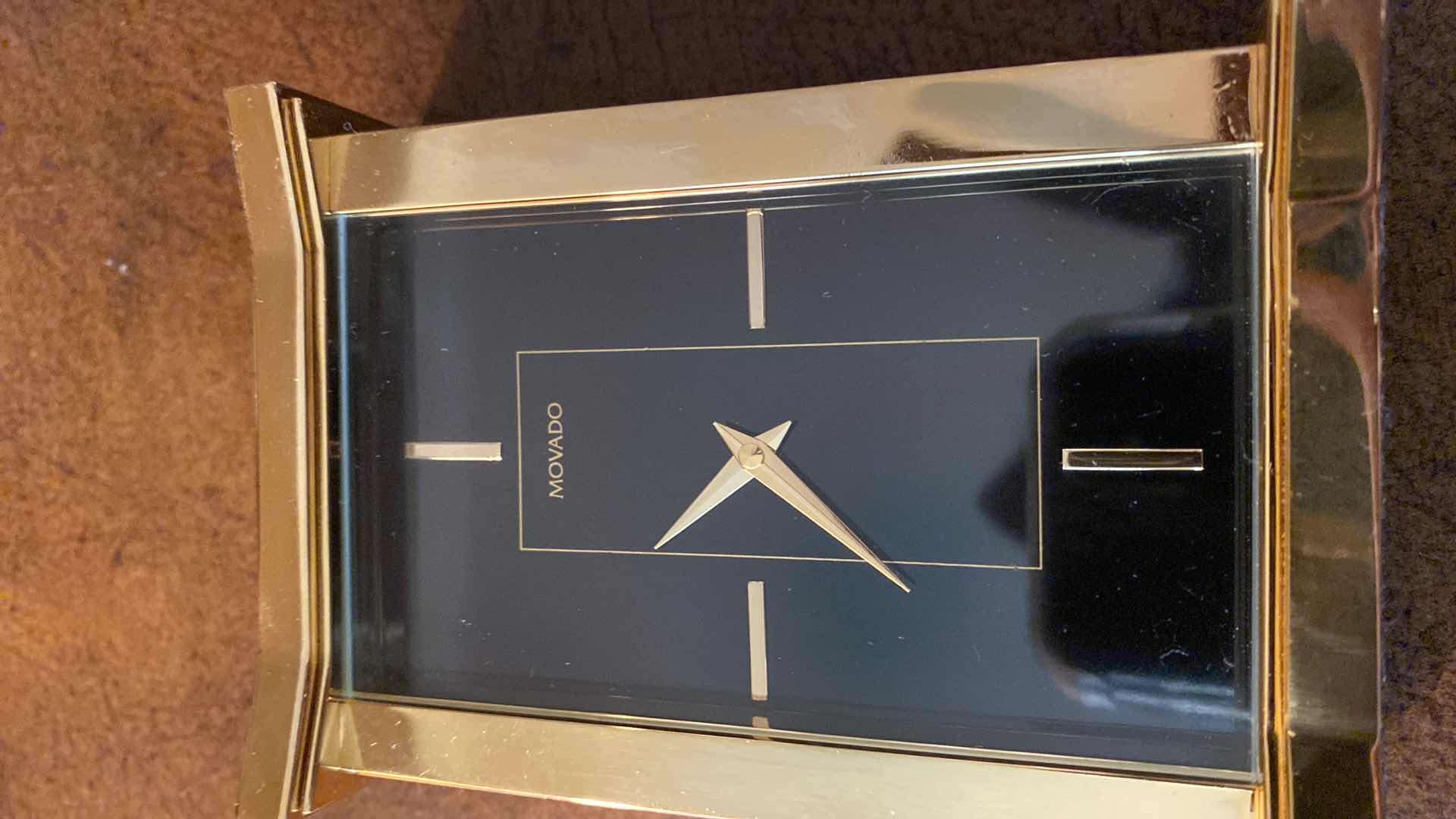 Photo 1 of MOVADO DESK CLOCK - TOP IS ENGRAVED 3 1/2” x 5”