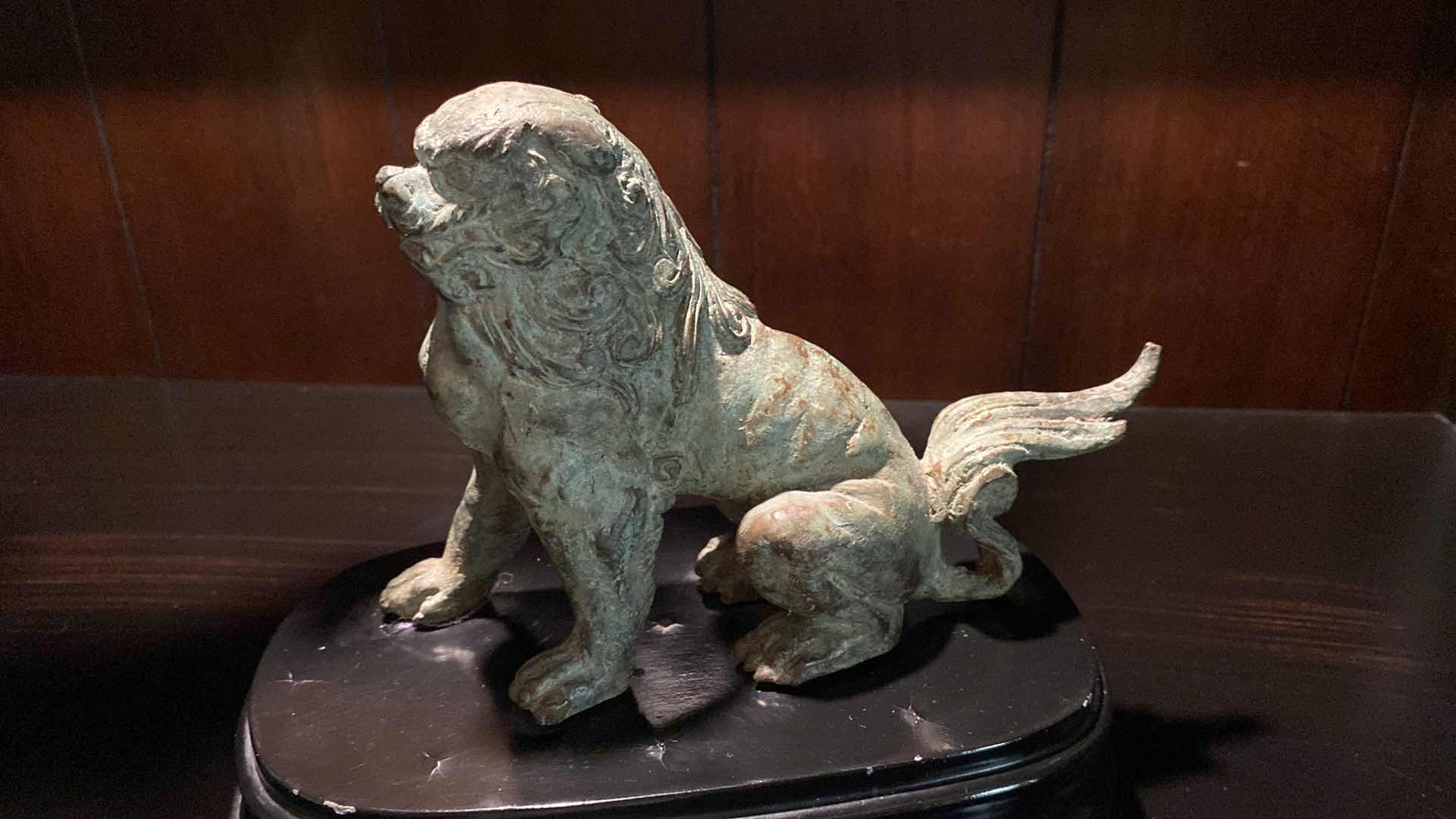 Photo 2 of LION STATUE ON STAND 8” x 7” HEAVY