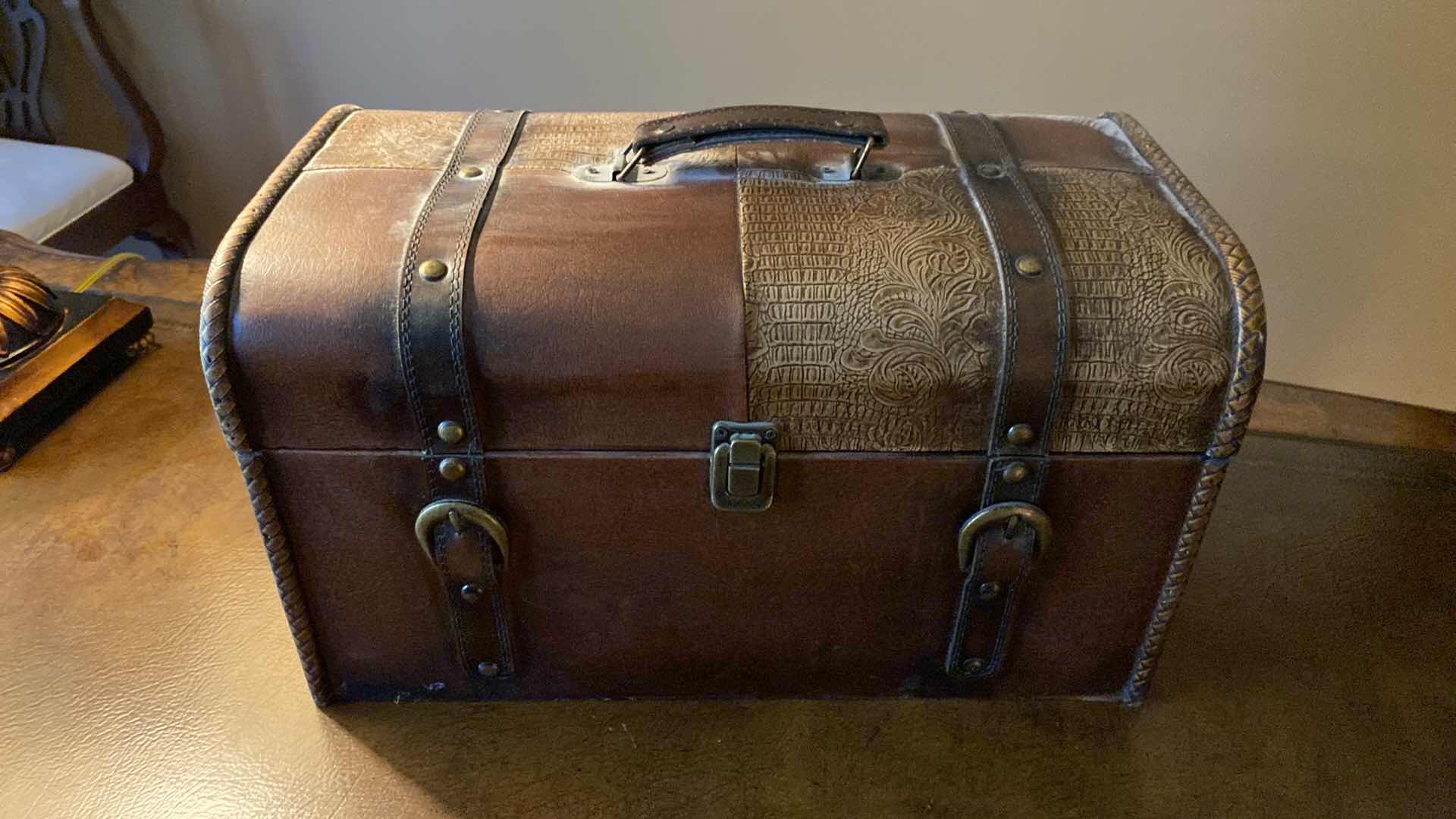 Photo 1 of FAUX LEATHER BOX 16” x 9” & DESK ACCESSORIES