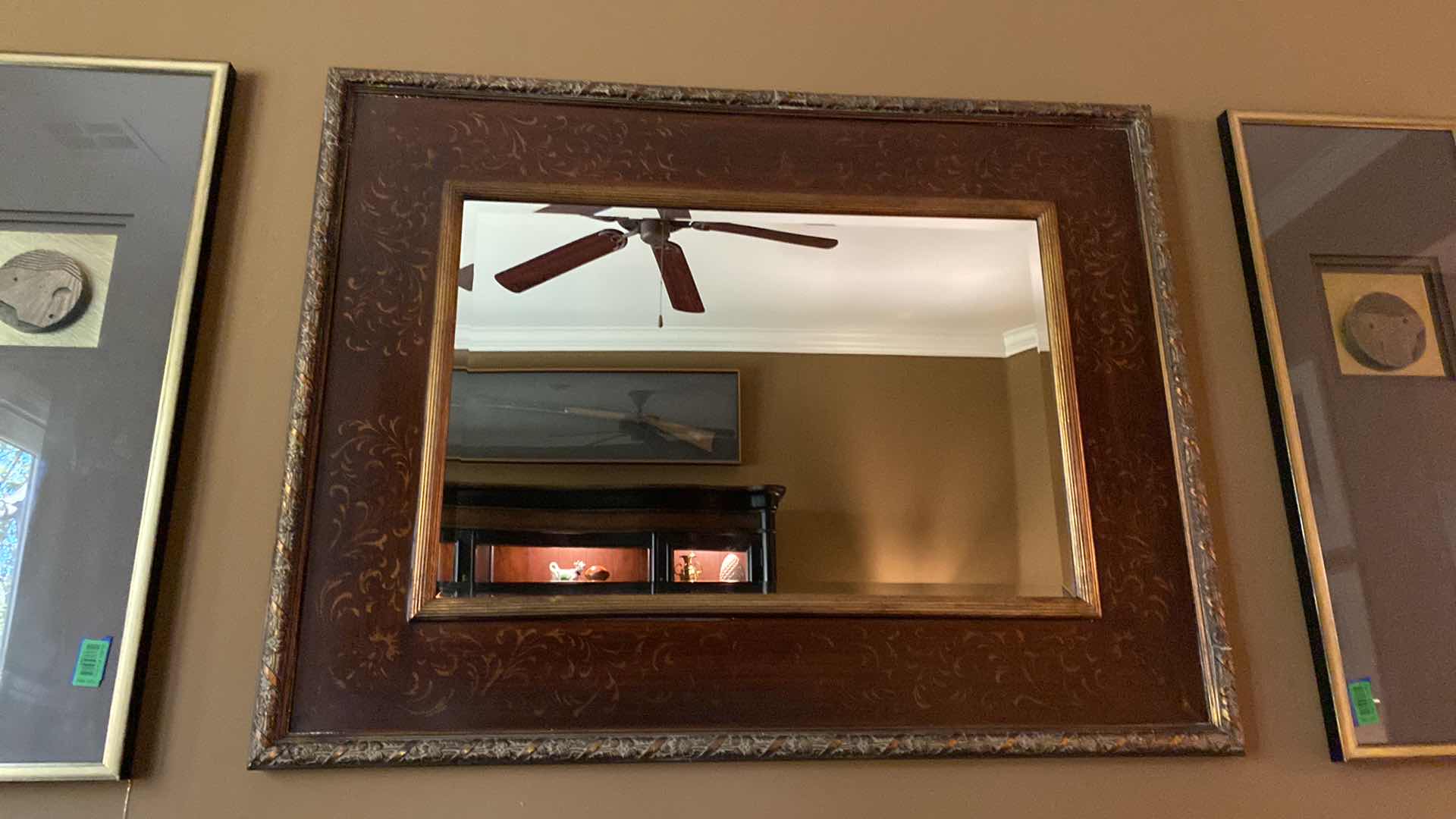 Photo 1 of RESIN FRAMED BEVELED MIRROR 52” x 40” (frame is damaged to see pictures)