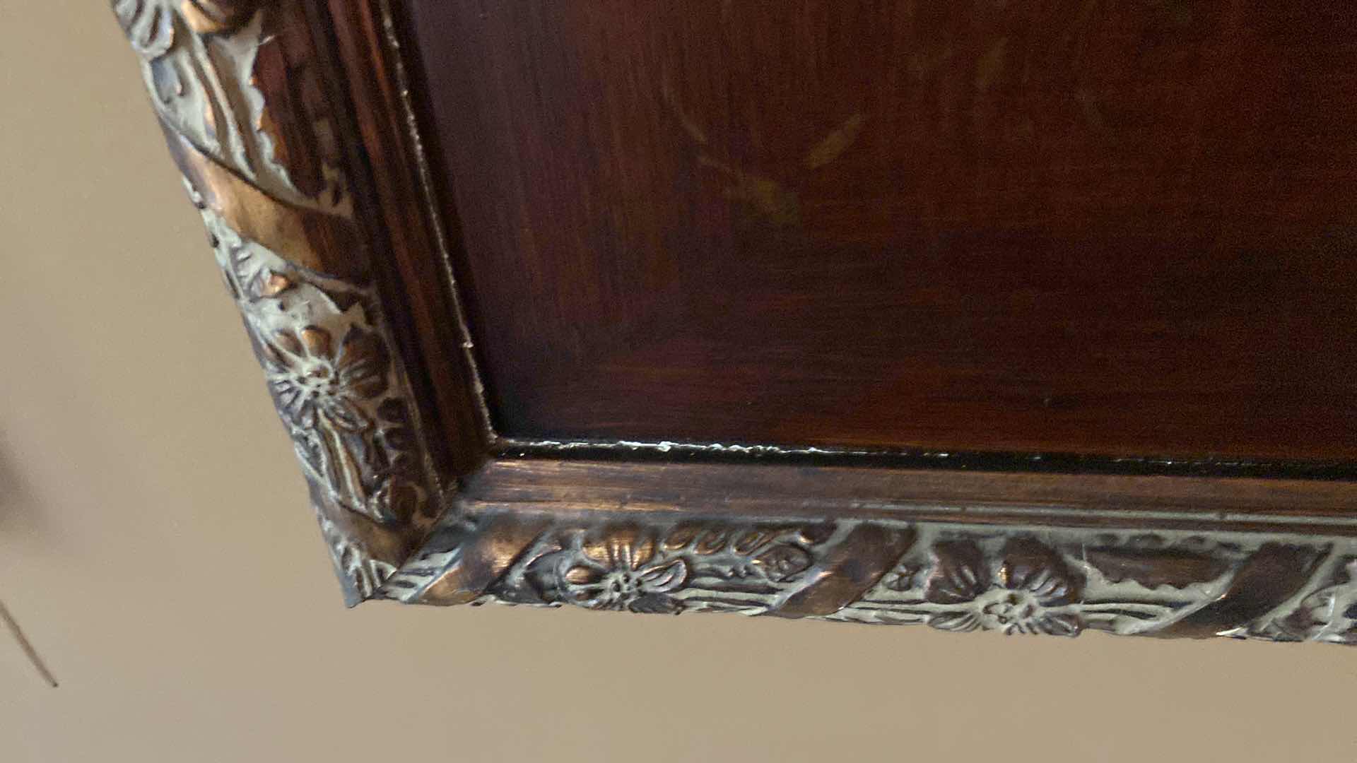 Photo 1 of RESIN FRAMED BEVELED MIRROR 52” x 40” (frame is damaged to see pictures)