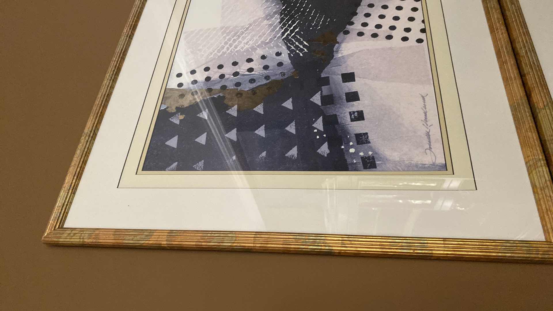 Photo 1 of GOLD RESIN FRAMED ABSTRACT ARTWORK 28” x 28”