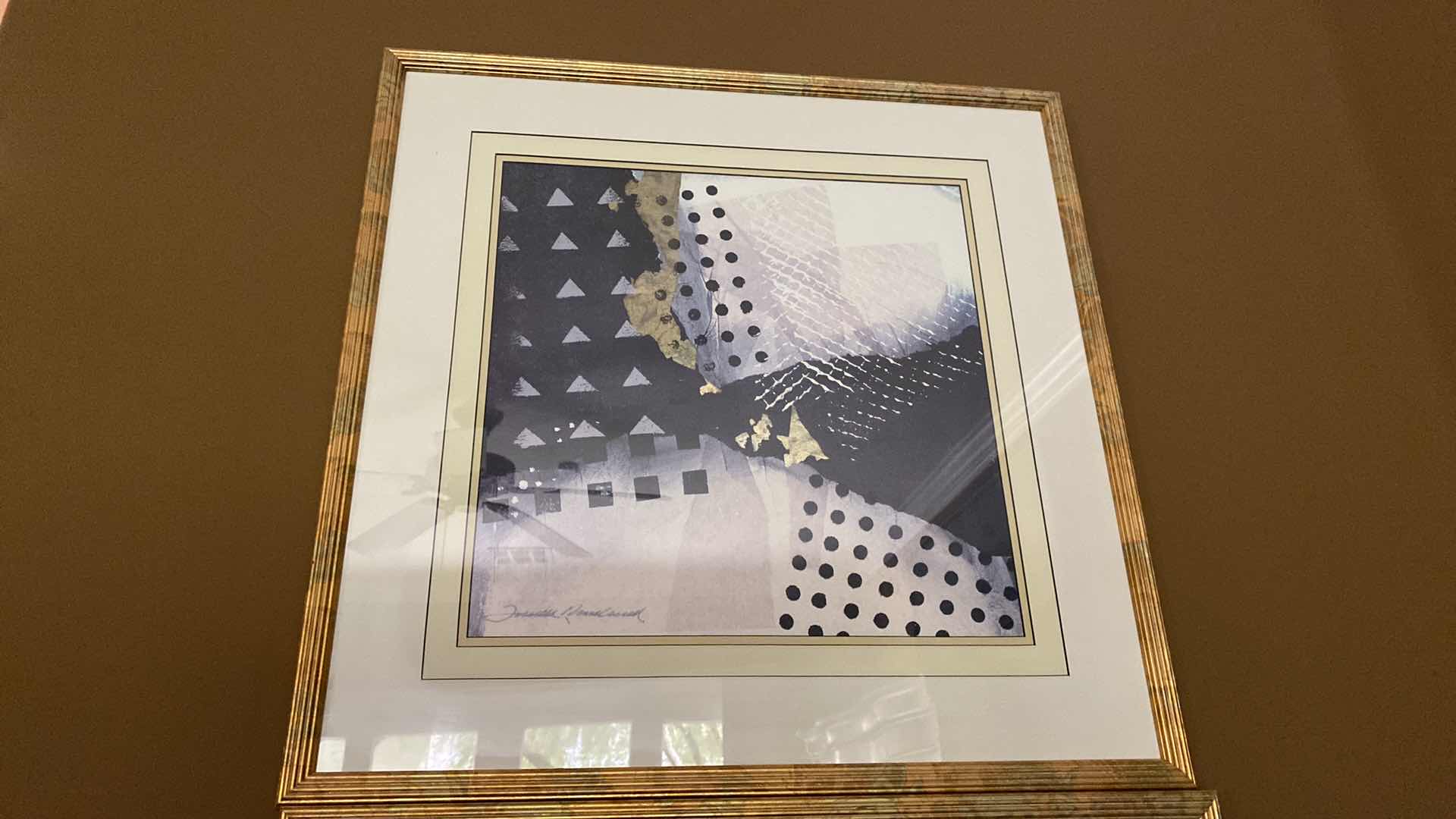 Photo 1 of GOLD RESIN FRAMED ABSTRACT ARTWORK 28” x 28”