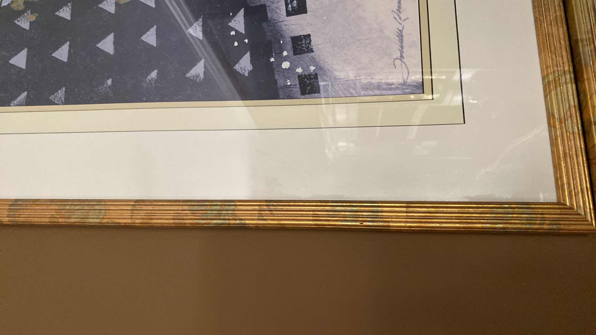 Photo 1 of GOLD RESIN FRAMED ABSTRACT ARTWORK 28” x 28”