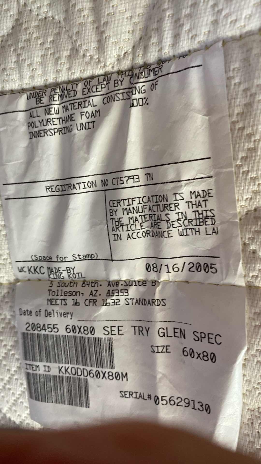 Photo 1 of KING KOIL QUEEN SIZE MATTRESS AND BOX SPRINGS AND BED FRAME 60” x 80” HEADBOARD SOLD SEPARATELY