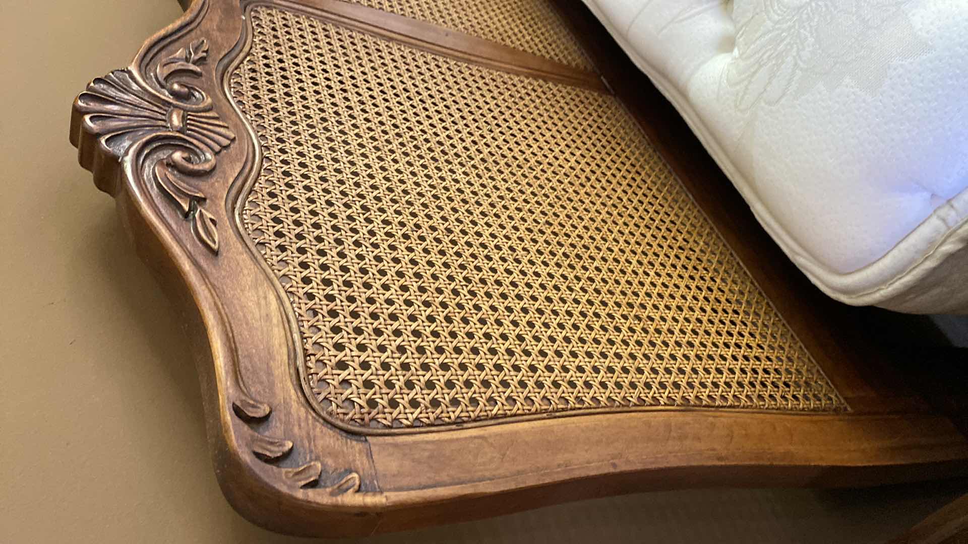 Photo 1 of VINTAGE WOOD AND CANE BACK QUEEN SIZE HEADBOARD 61” x 45”