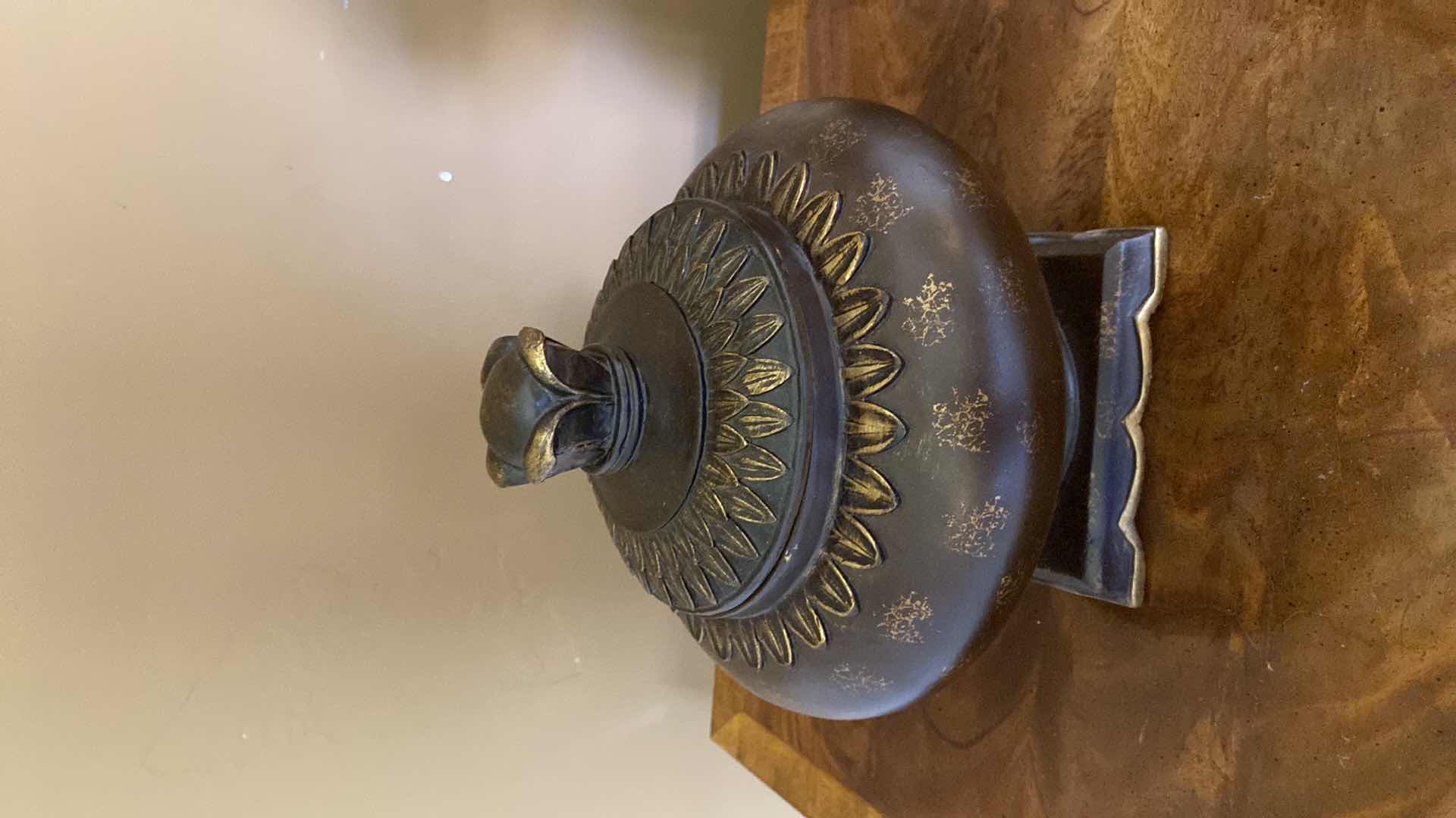 Photo 1 of HOME DECOR URN WITH LID AND BRASS KORBEL H 18 1/2”