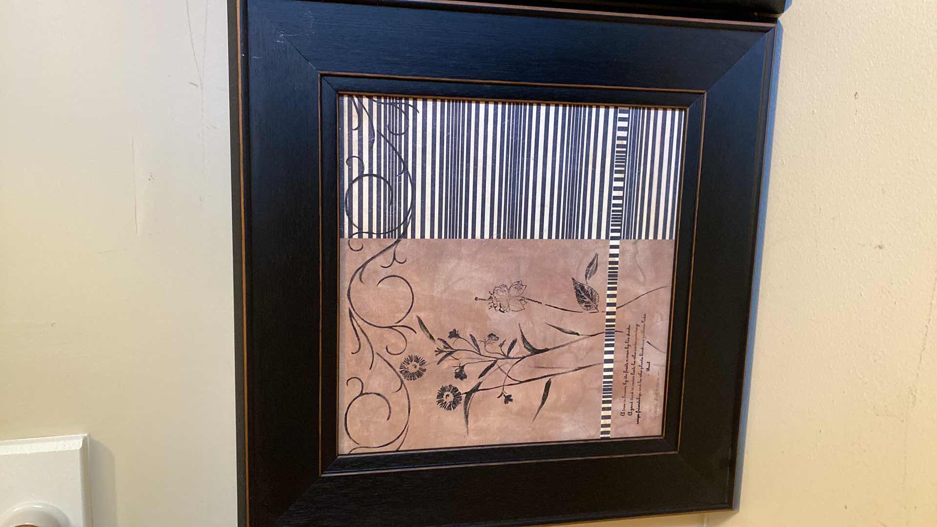 Photo 1 of 3 FRAMED FLORAL ARTWORK SIGNED EACH 18” x 18”