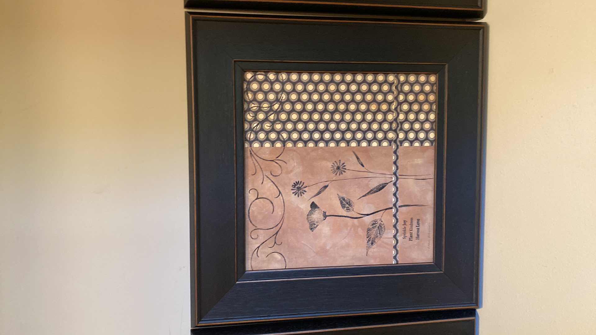 Photo 1 of 3 FRAMED FLORAL ARTWORK SIGNED EACH 18” x 18”