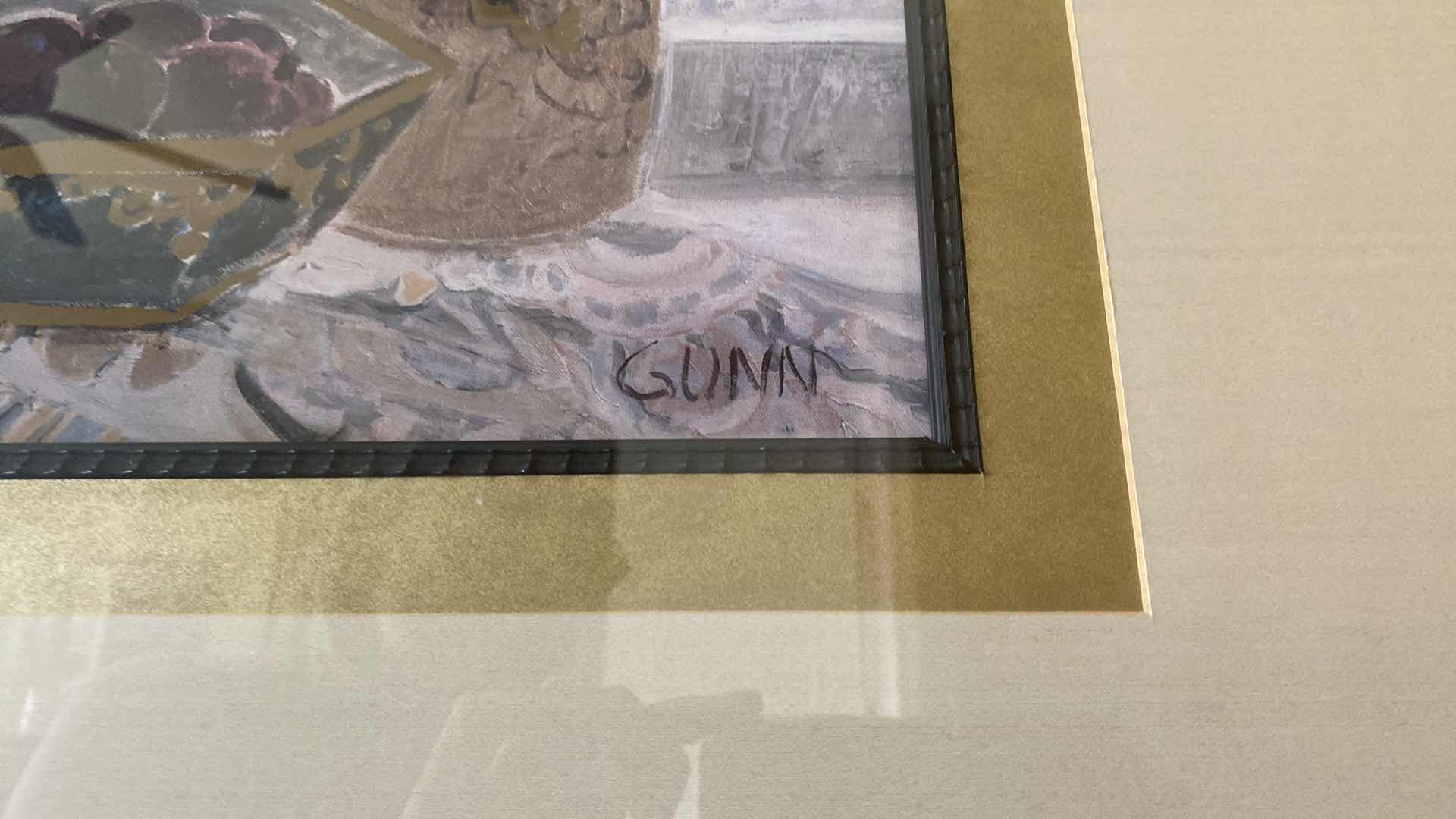 Photo 1 of FRAMED FLORAL PRINT SIGNED GUNN ARTWORK 44 1/2” x 36 1/2”