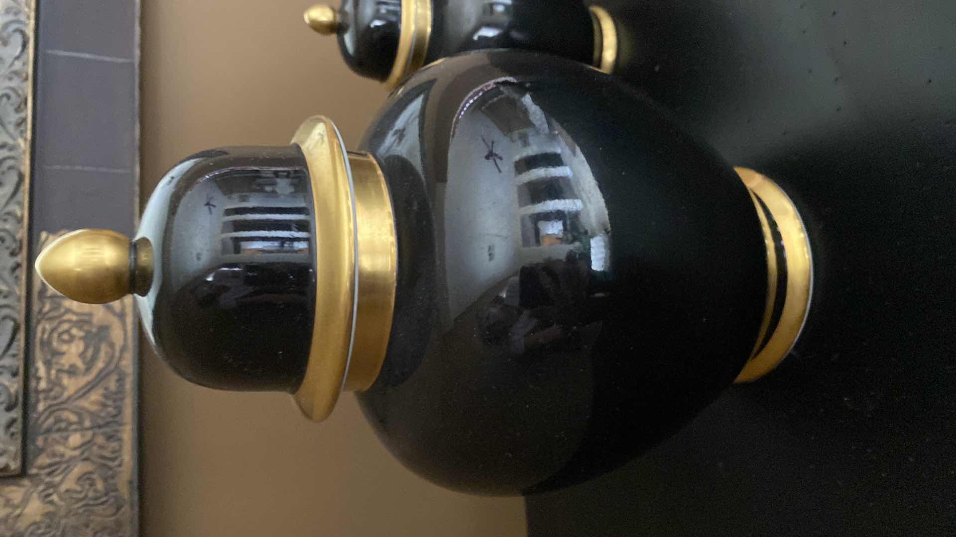 Photo 1 of FITZ AND FLOYD RENAISSANCE URNS WITH LIDS H  10”