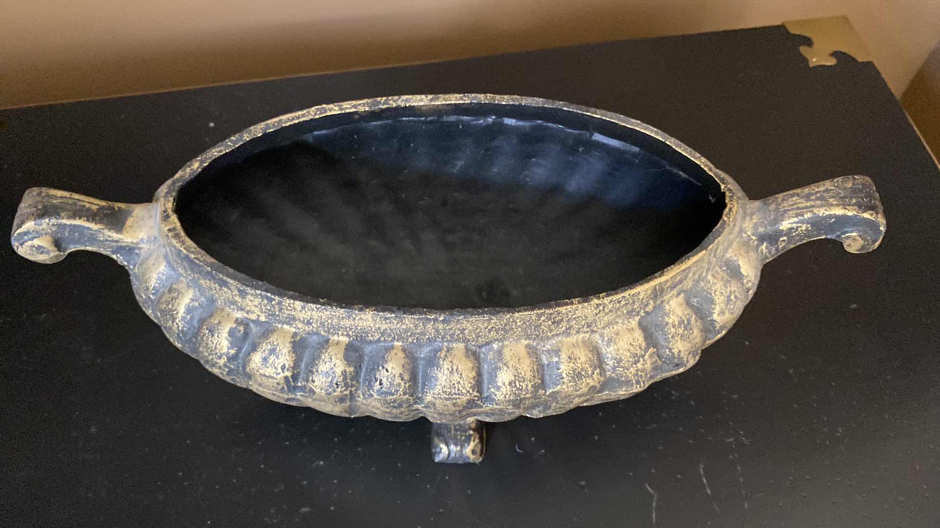 Photo 1 of HEAVY METAL GOLD AND BLACK BURNISHED BOWL 13 1/2”