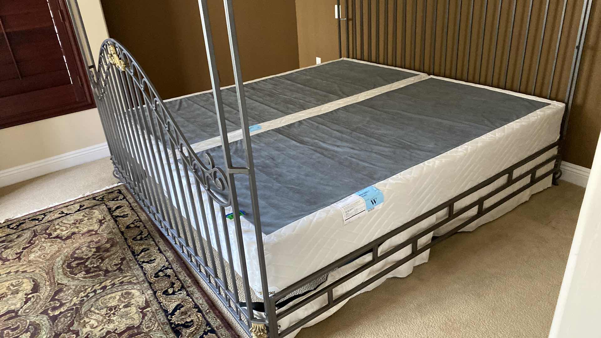 View 6 of CANOPY BED FRAME W WROUGHT & BRASS ACCENTS (FITS CAL-KING) 86” X 78” H 83”