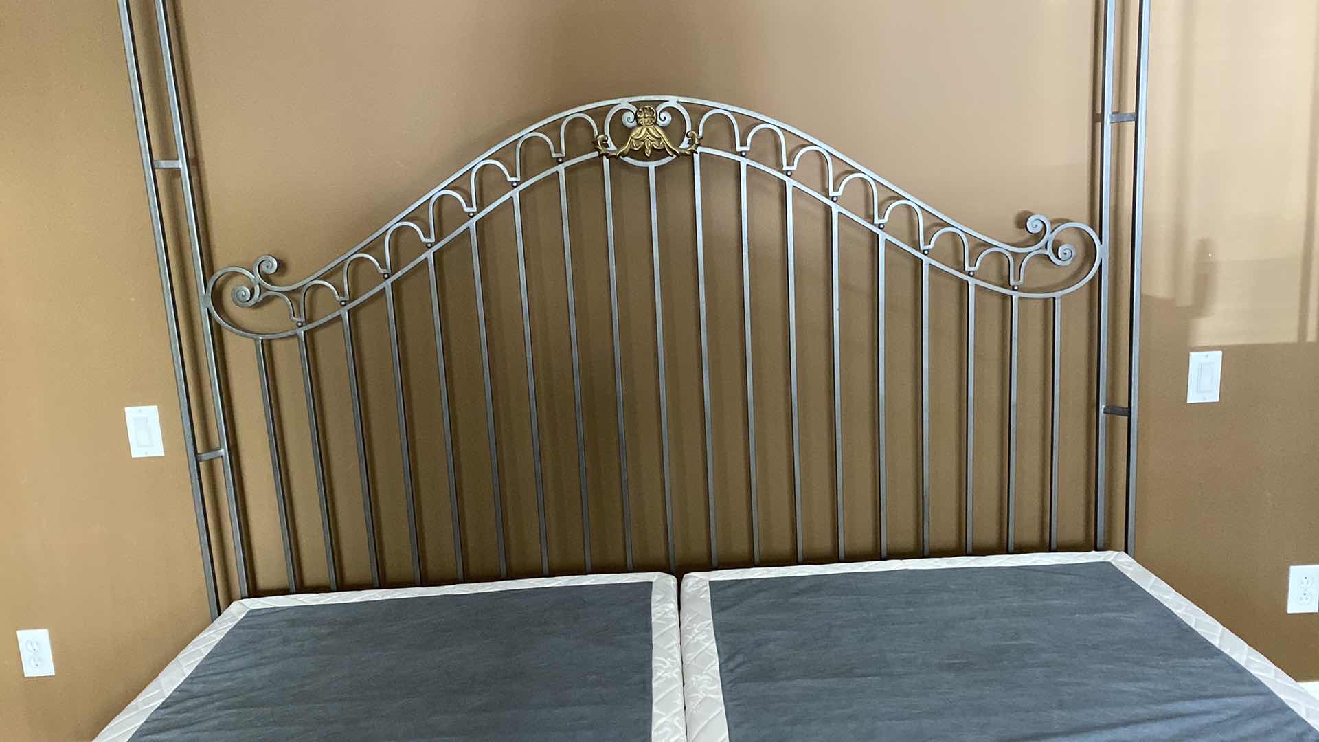 View 3 of CANOPY BED FRAME W WROUGHT & BRASS ACCENTS (FITS CAL-KING) 86” X 78” H 83”