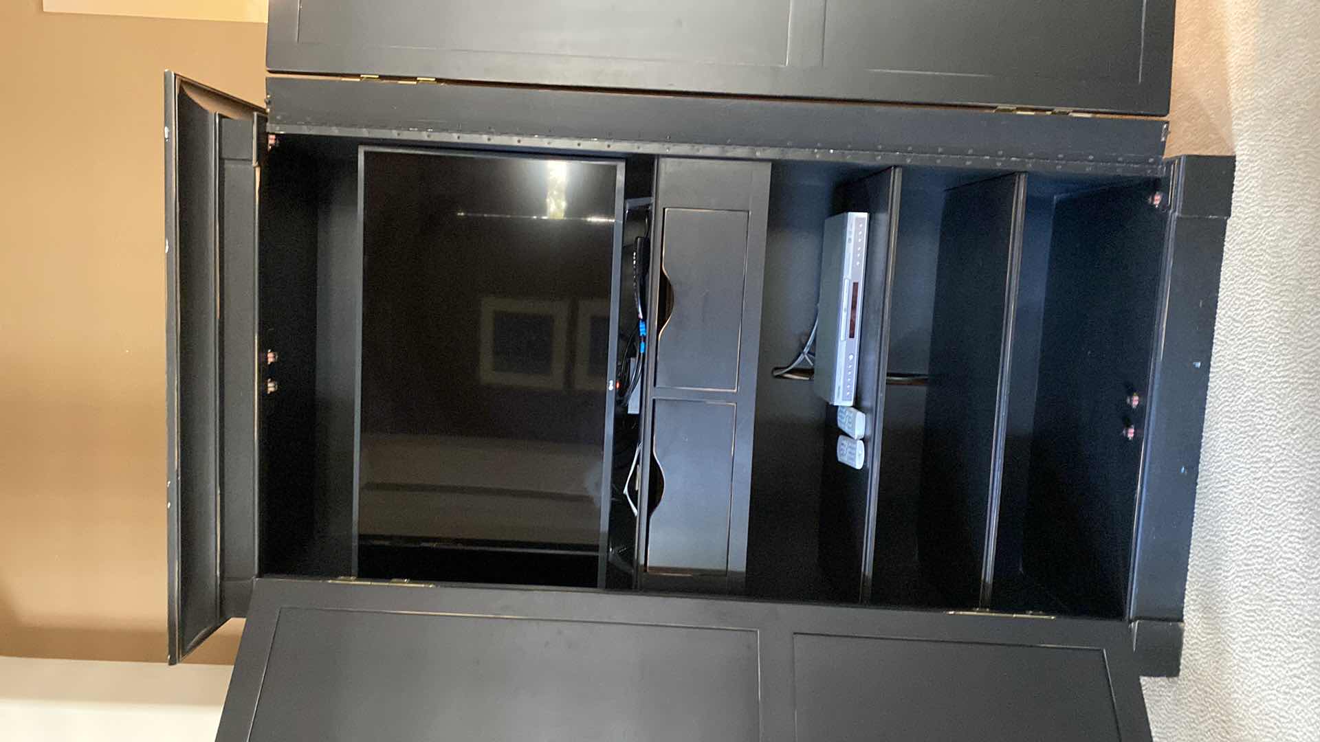 Photo 3 of BLACK ENTERTAINMENT CENTER WITH DRAWERS AND ADJUSTABLE SHELVES 42” x 23” H 81”