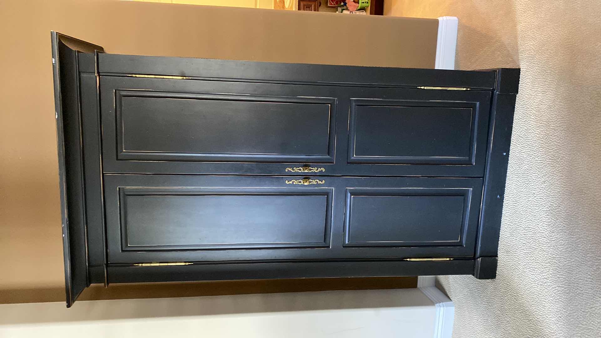 Photo 1 of BLACK ENTERTAINMENT CENTER WITH DRAWERS AND ADJUSTABLE SHELVES 42” x 23” H 81”