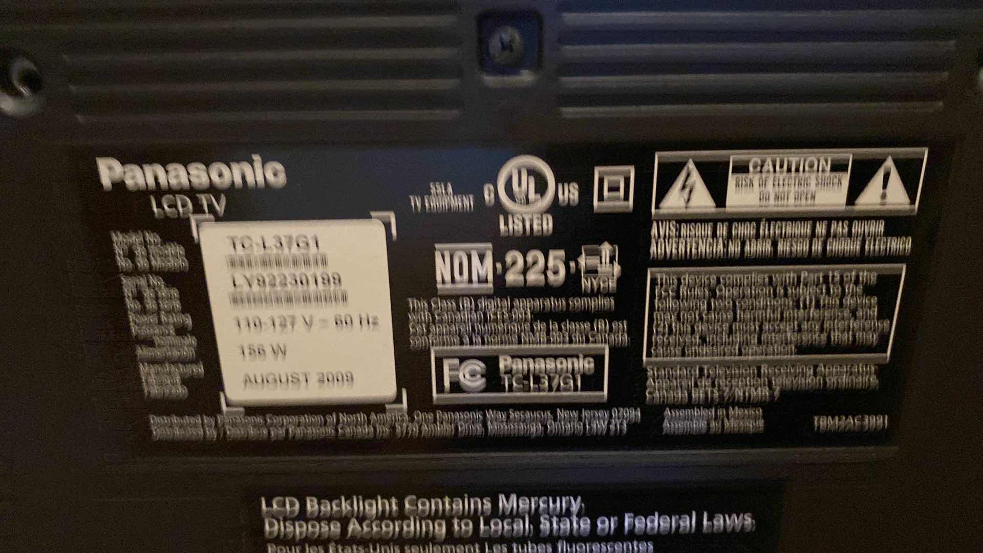 Photo 1 of PANASONIC 37” TV - NO REMOTE