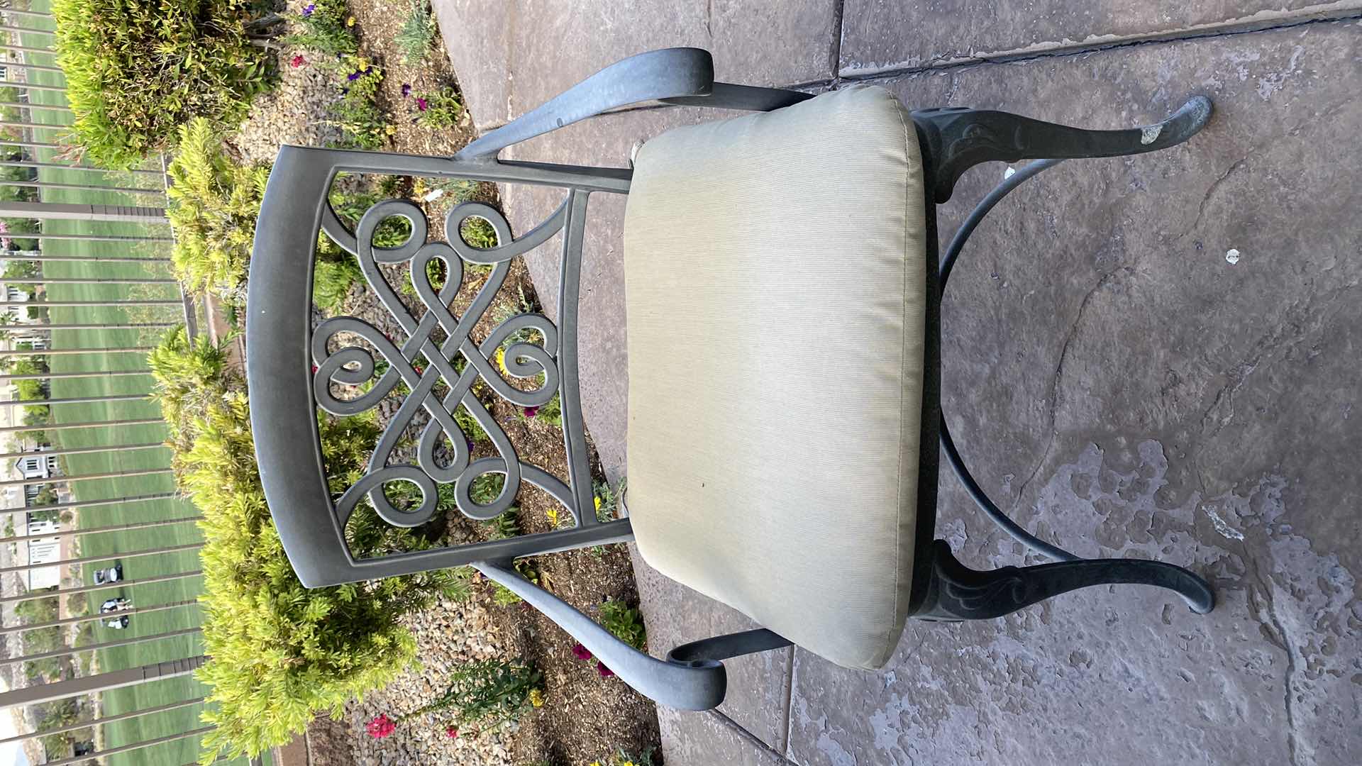 Photo 7 of ALUMINUM 5 PIECE PATIO SET TABLE 48” x 29” AND 4 CHAIRS WITH CUSHIONS