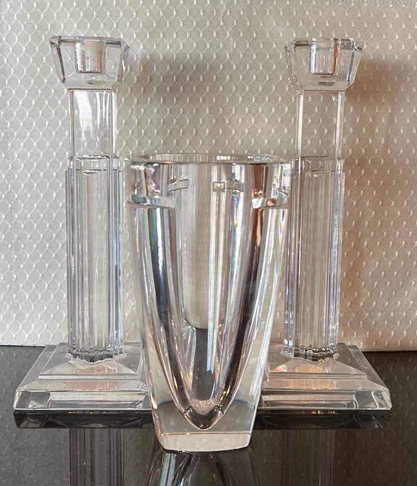 Photo 1 of CRYSTAL CANDLE HOLDERS AND VASE