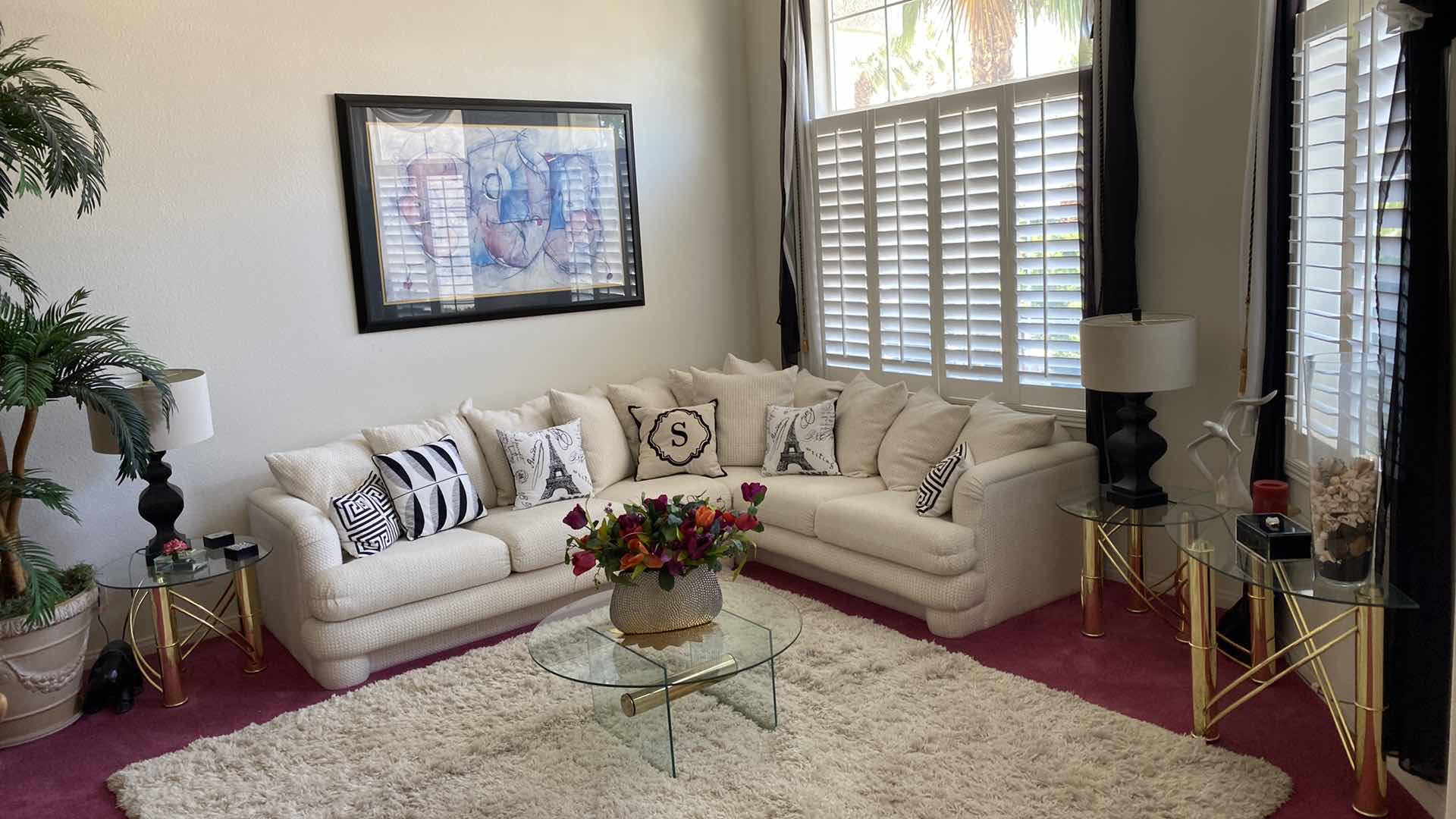 Photo 1 of CREAM UPHOLSTORED SECTIONAL SOFA 120“ x 94“