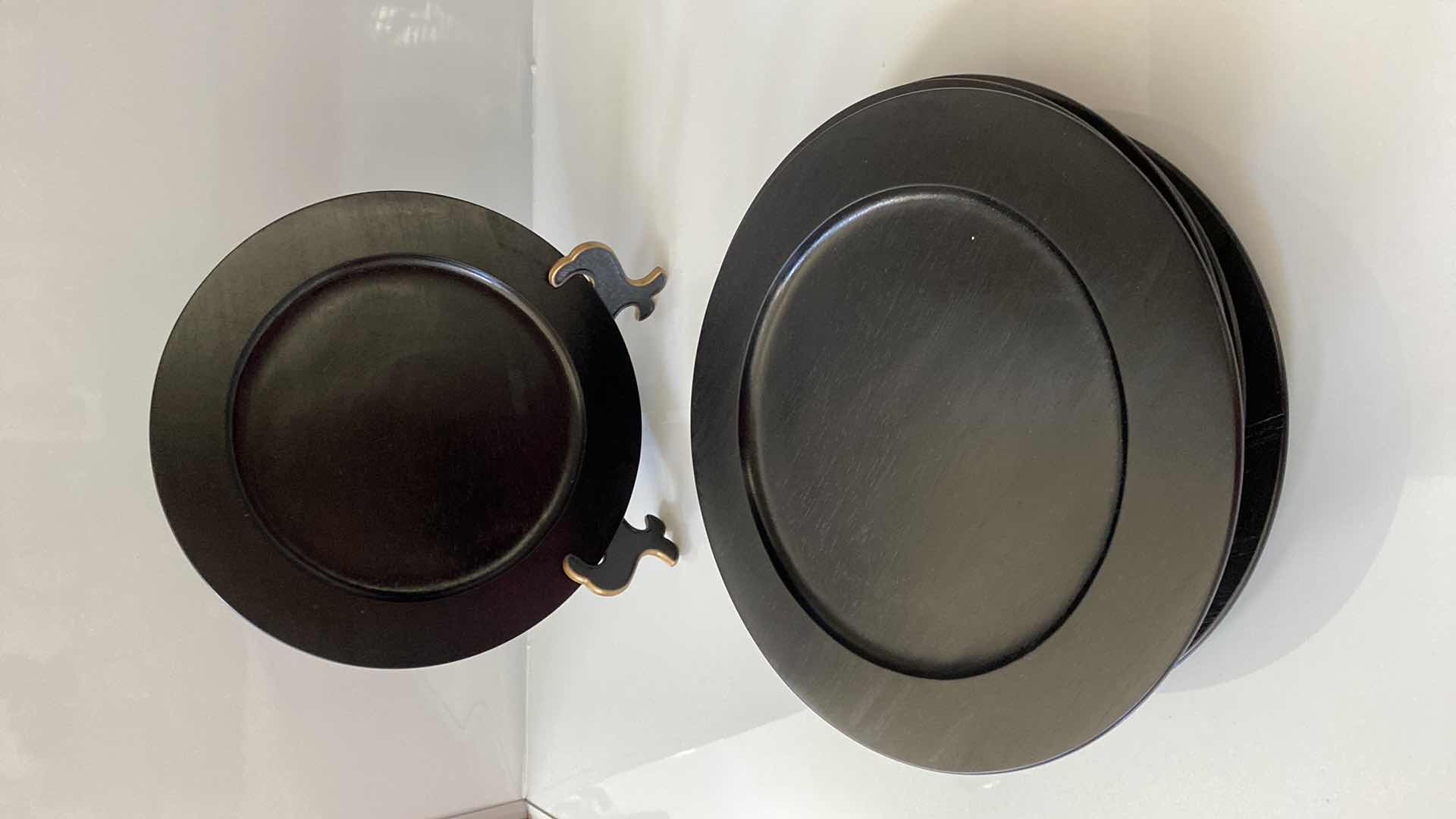 Photo 1 of 6 BLACK WOOD CHARGER PLATES 13”