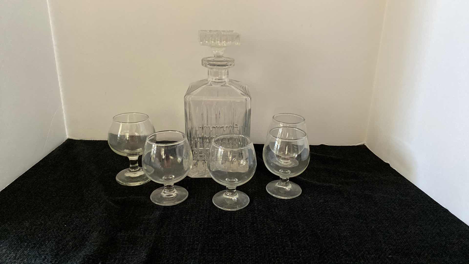 Photo 1 of CRYSTAL DECANTER WITH 5 BRANDY GLASSES