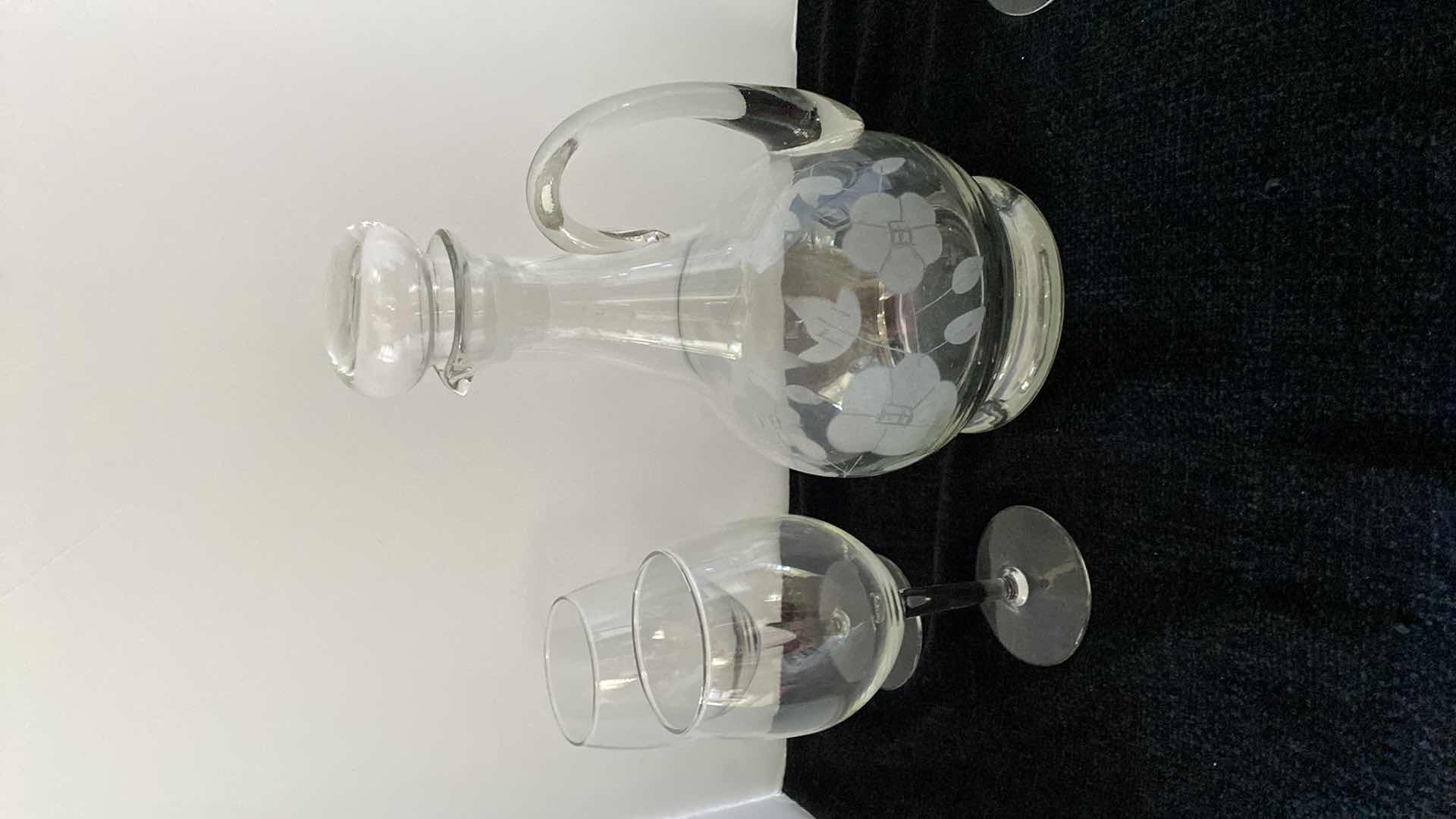 Photo 1 of ETCHED WINE DECANTER WITH 5 GLASSES