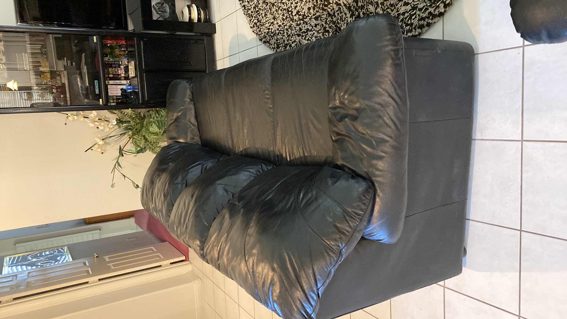 Photo 1 of 88” BLACK BONDED LEATHER SOFA UNBRANDED