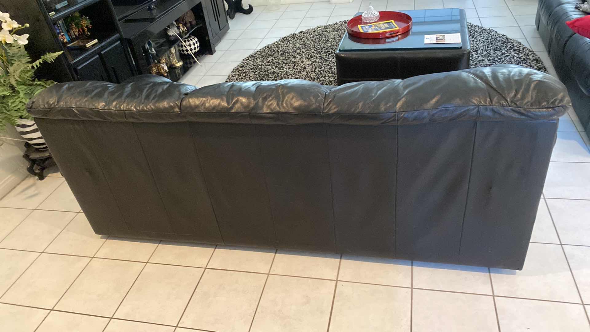 Photo 1 of 88” BLACK BONDED LEATHER SOFA UNBRANDED