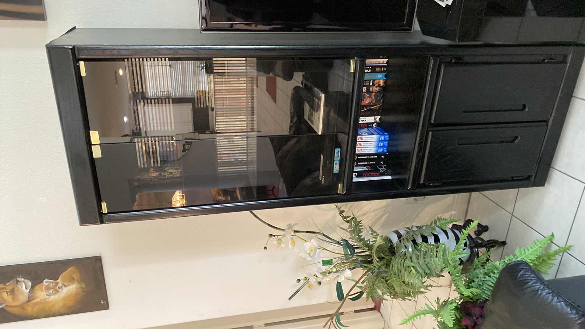 Photo 1 of 1 BLACK WOOD COMPONENT-CASE 23” x 17” H 73”  (2 AVAILABLE, TV STAND SOLD SEPARATELY)