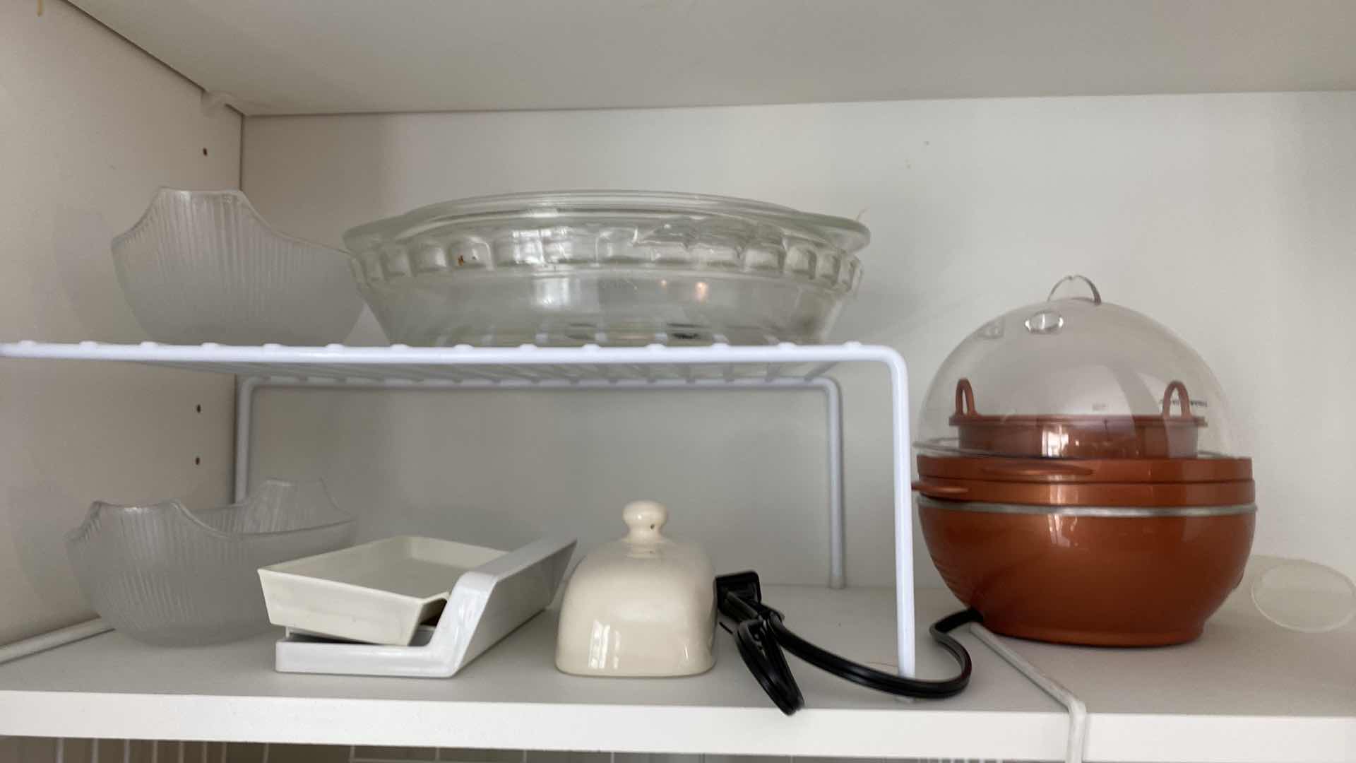 Photo 1 of CONTENTS OF KITCHEN CABINET CAKE STAND PYREX AND MORE