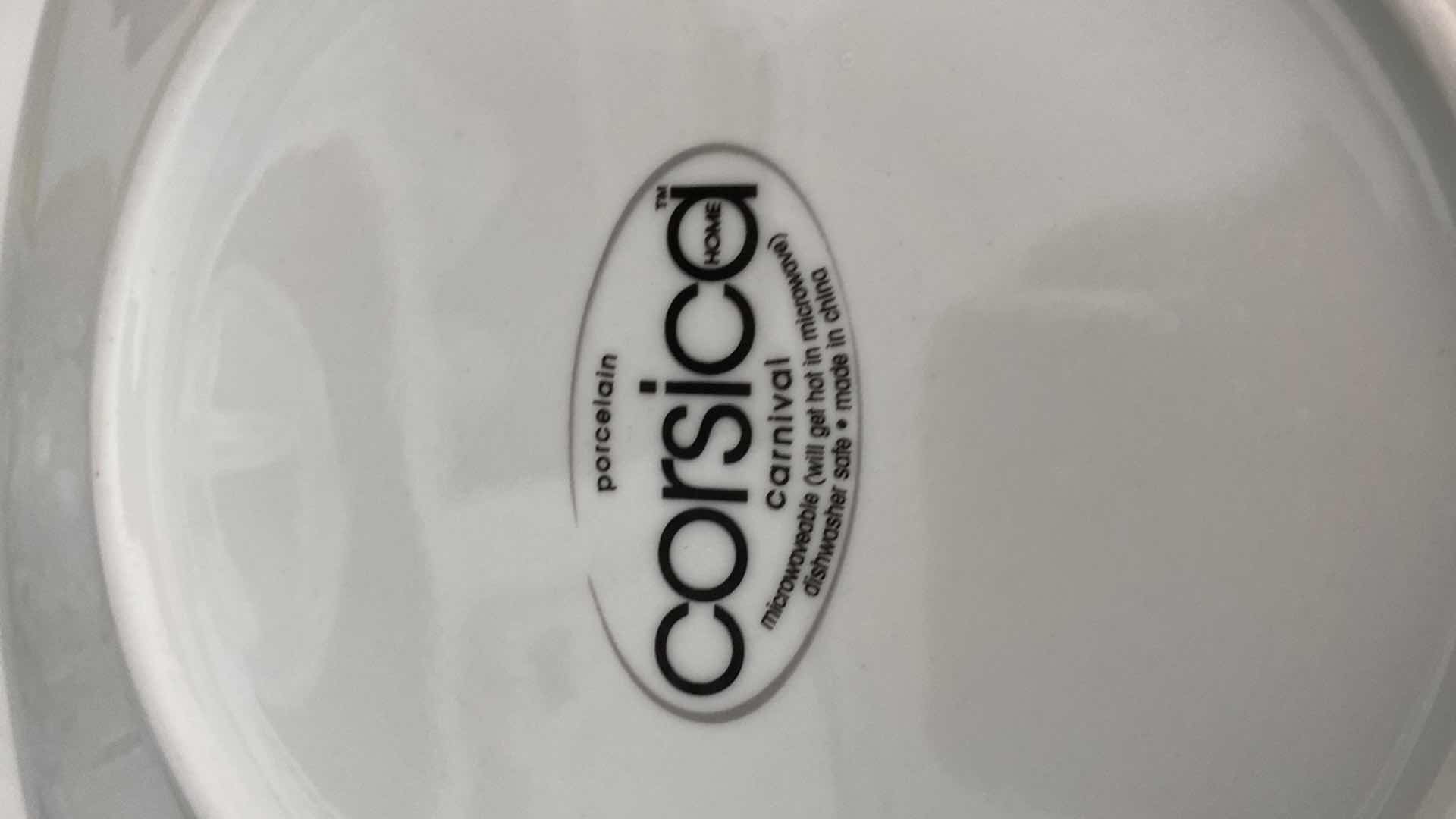 Photo 1 of CONTENTS OF KITCHEN CABINET SHELF -SERVICE FOR 12 CORSICA PORCELAIN CARNIVAL & 2 PLATTERS 9 COFFEE CUPS