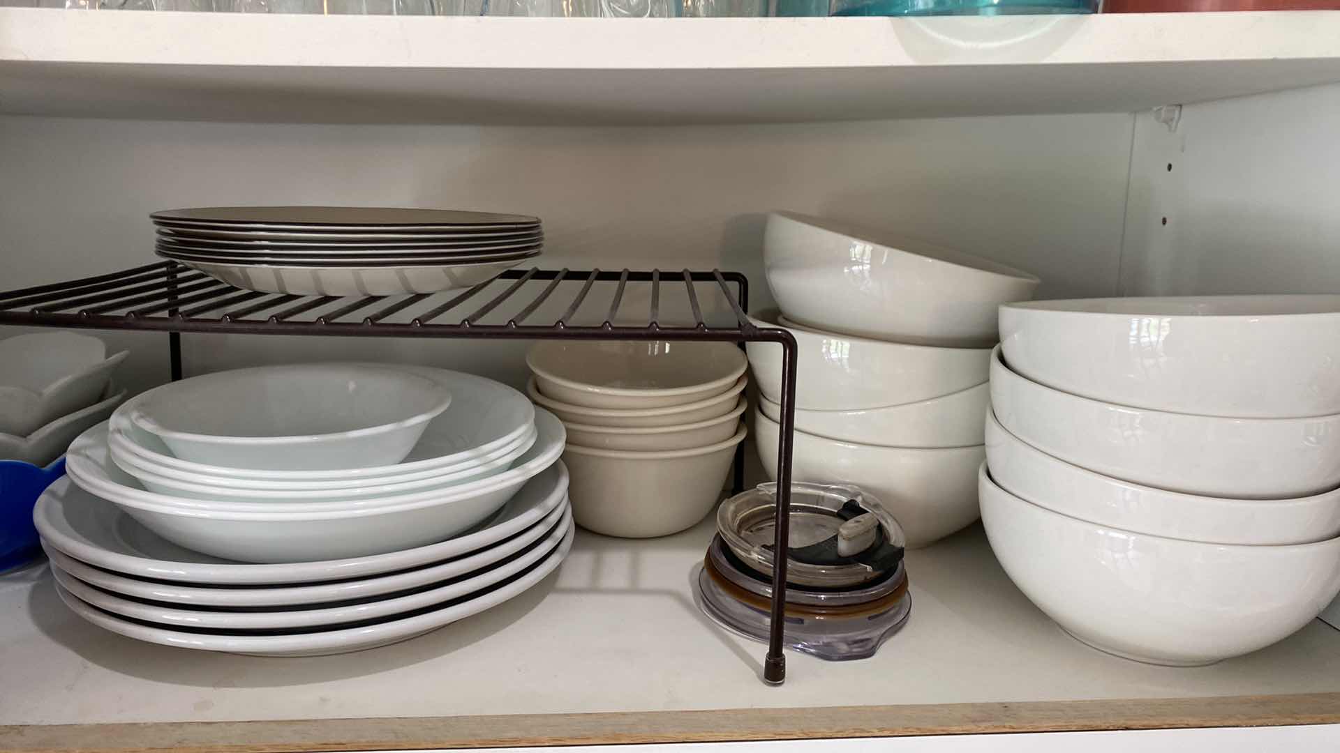 Photo 1 of CONTENTS OF KITCHEN CABINET - ASSORTED DISHES GLASSES AND MORE