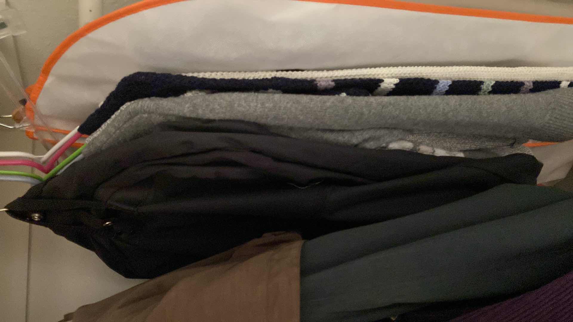 Photo 1 of CONTENTS S OF HALL CLOSET - CLOTHING VARIOUS SIZES & HOUSEHOLD GOODS