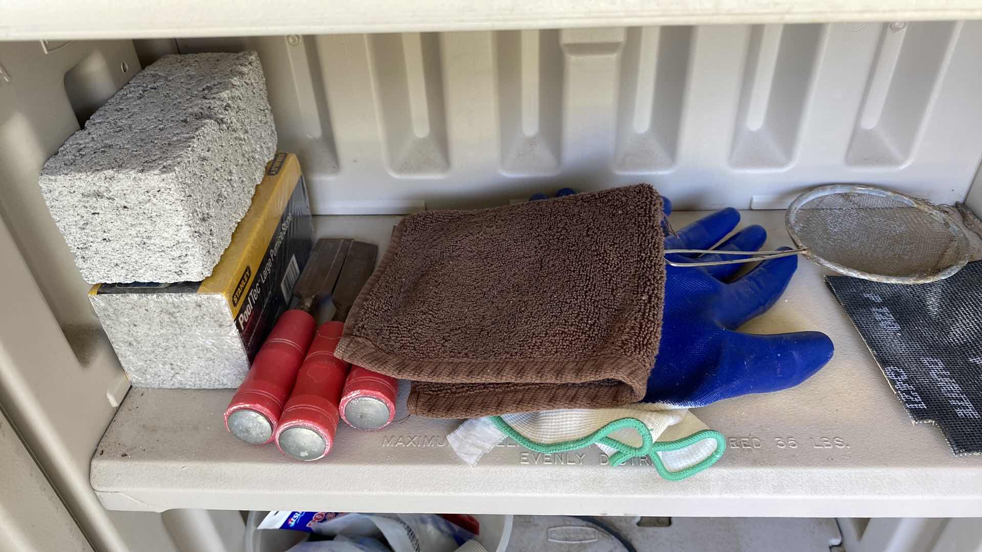 Photo 1 of 2 - RUBBERMAID STORAGE UNITS WITH GARDENING SUPPLIES 24“ x 12“ H28”