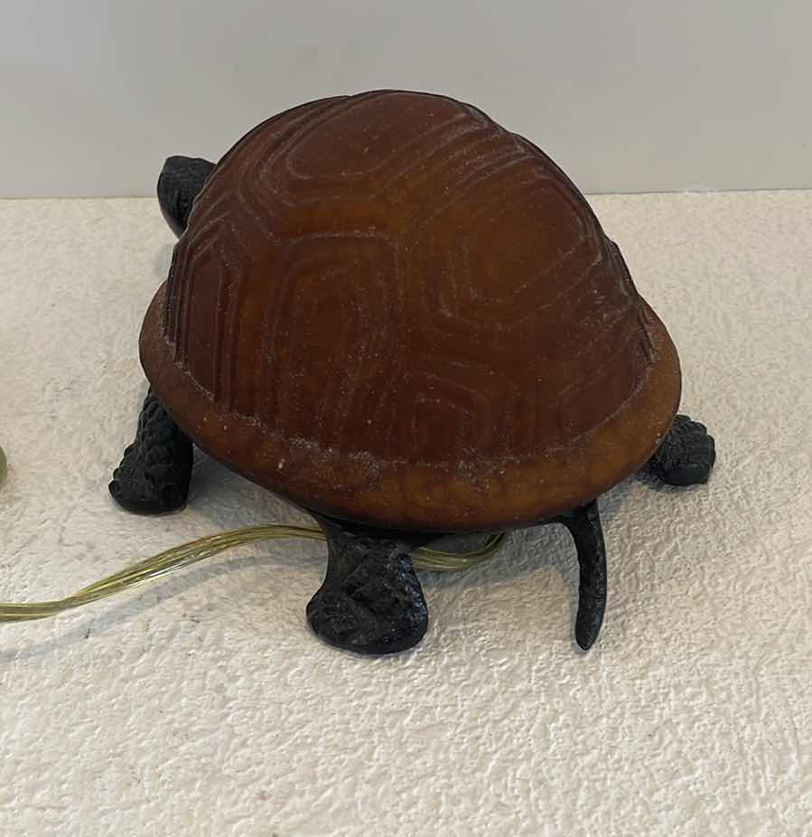 Photo 1 of AMBER GLASS TURTLE SHELL LAMP