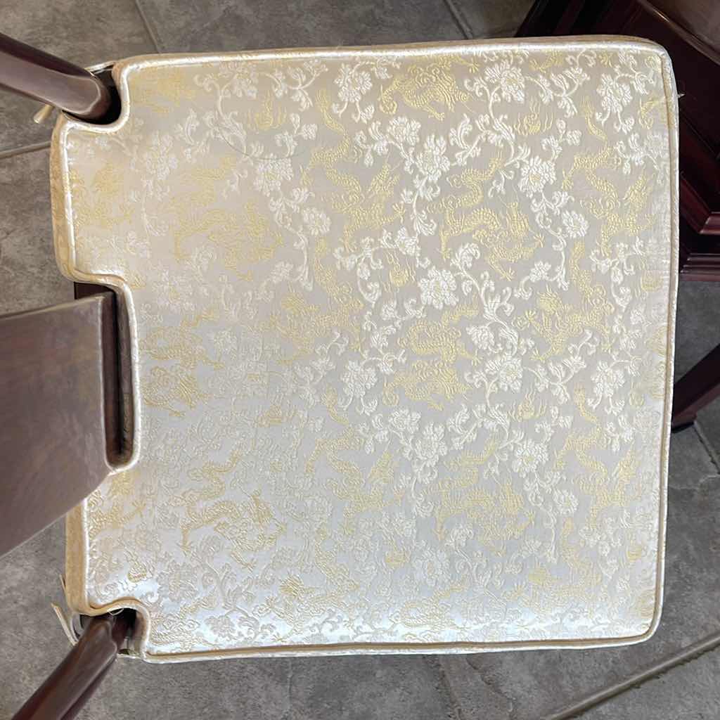 Photo 1 of 36" ROUND CHINESE DESIGN ROSEWOOD DINING TABLE W GLASS PROTECTIVE COVER & LAZY SUSAN,  6-MATCHING SIDE CHAIRS 