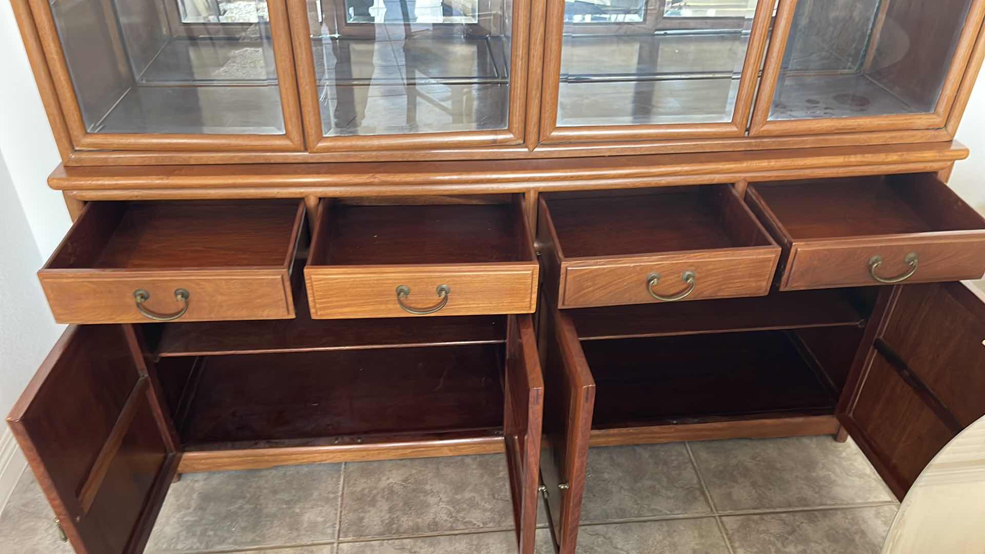 Photo 1 of CHINA DISPLAY CABINET LIGHTED WITH GLASS SHELVES 72” X 19” X H80”