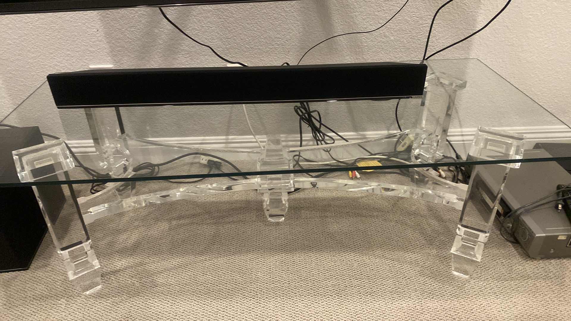 Photo 1 of ACRYLIC AND GLASS TOP COFFEE TABLE 54” x 24” x 16 1/2”