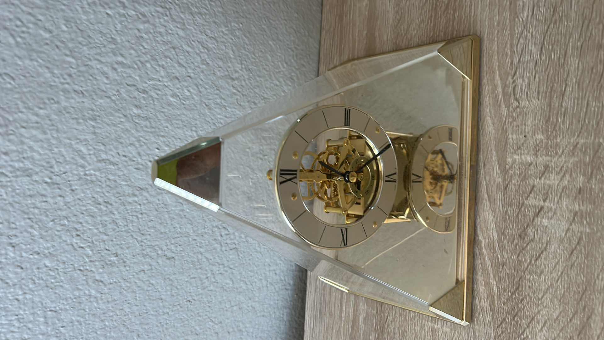 Photo 1 of CLOCK UNDER PYRAMID SHAPED GLASS H9”