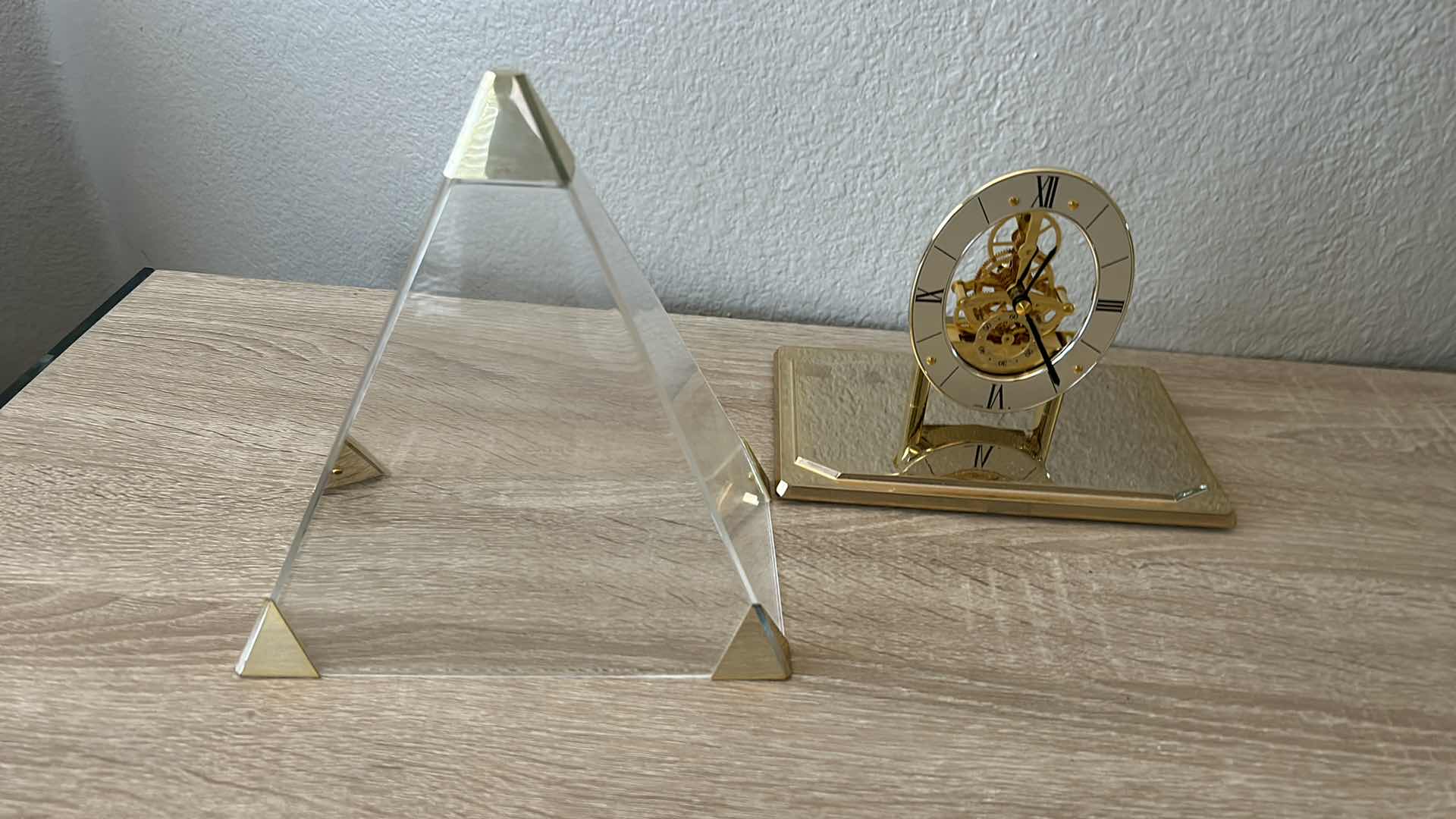 Photo 1 of CLOCK UNDER PYRAMID SHAPED GLASS H9”